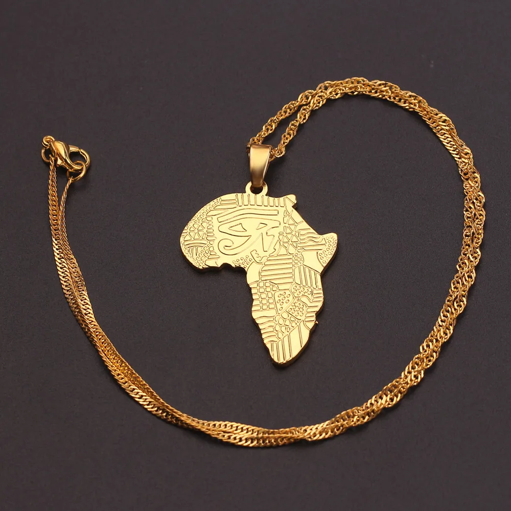 Африканская Карта Ожерелья Подвески золотой цвет глобус Африка карты кулон
