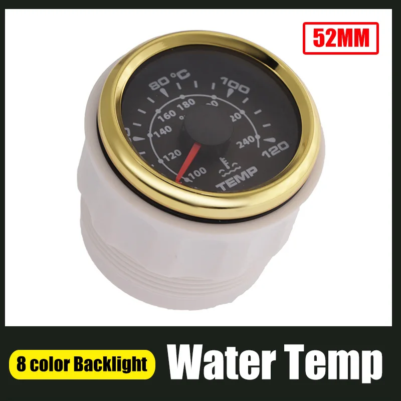 Датчик температуры воды 40 120 градусов с золотой рамкой универсальный 52 мм морской