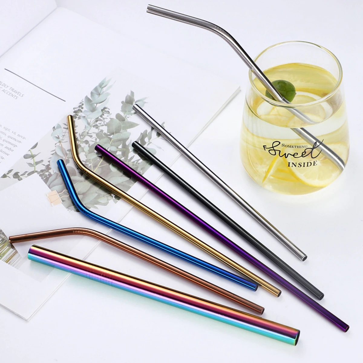 

1pc Reusable Drinking Straws 304 Stainless Steel Metal Straws Set with Cleaning Brush Eco-Friendly Straws for Kids Milk Cocktail