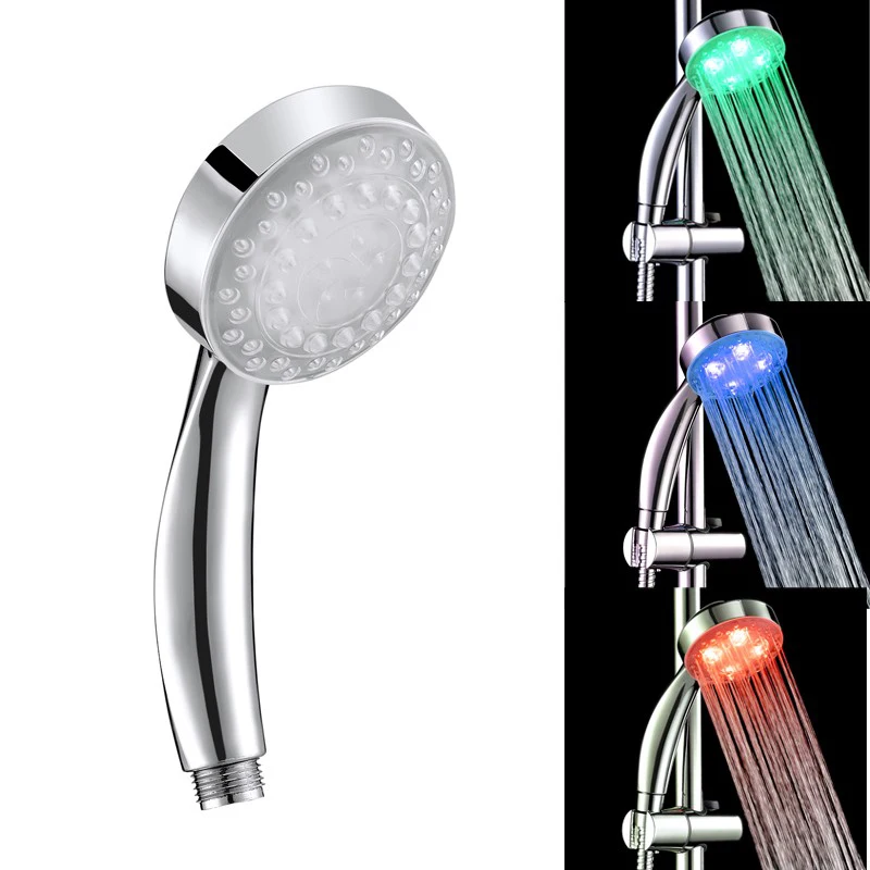 3 colors desplay LED light hand-held bath room shower head with temperature sensor | Обустройство дома