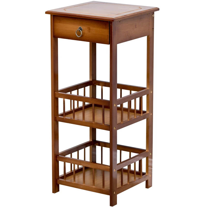 Бамбуковая полка для цветов из цельного дерева Многоуровневая гостиная интерьер