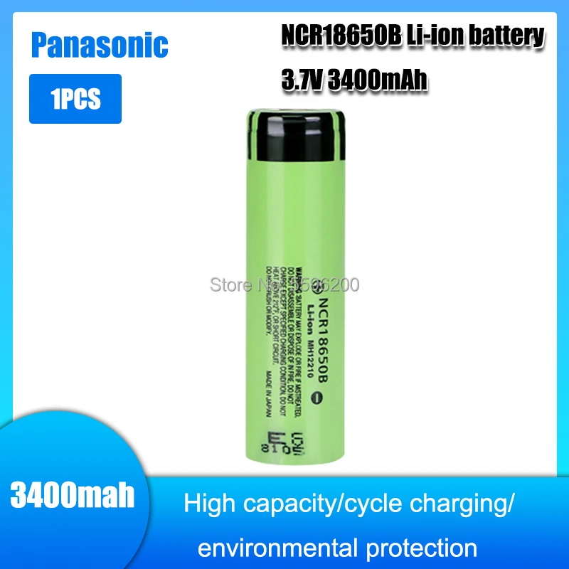 

1pc 100% New Panasonic Original NCR18650B 3.7v 3400 mah 18650 Lithium Rechargeable Battery Flashlight batteries