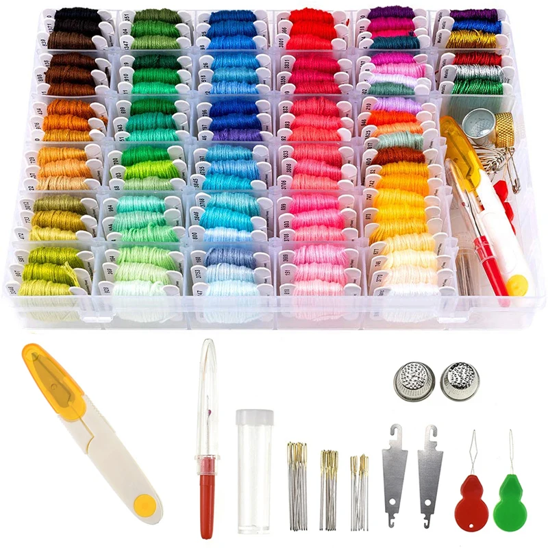 

Набор цветных нитей для вышивки KIMA88, набор нитей для домашнего творчества «сделай сам» с коробкой для хранения