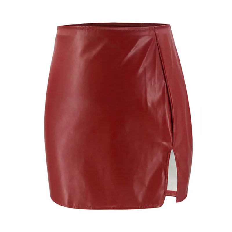 

Women Pu Leather Skirts Summer Streetwear Fashion Office Work Wear Bodycon Pencil Skirt Sexy High Waist Mini Skirts Women Jupe