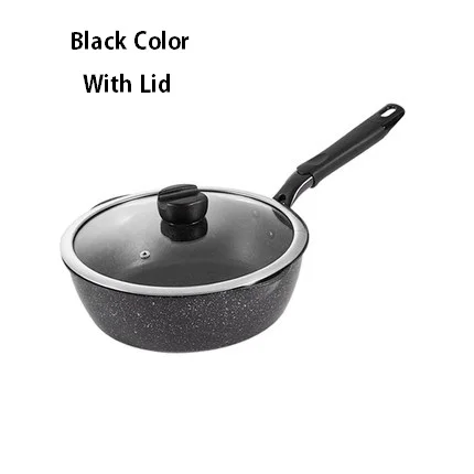 Black With Lid 20/24/26/28CM Skillets Aluminium Alloy Non-stick Frying Pan Long Handle Saucepan Maifan Stone Stockpot Cooking Soup Pot Cookware - Цвет: Black With Lid