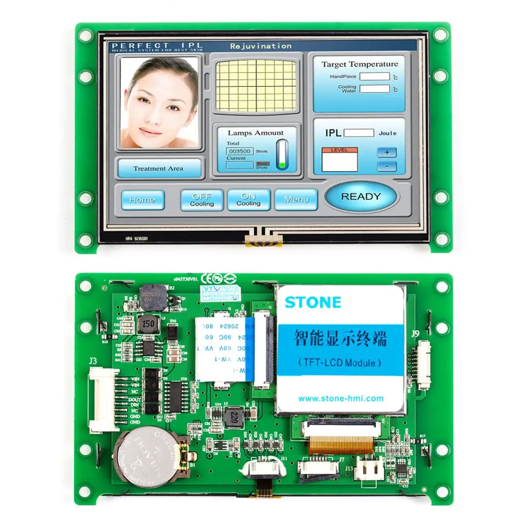 4,3 дюймов HMI TFT lcd с сенсорным экраном+ плата контроллера+ интерфейс UART для PIC/ARM/любого MCU