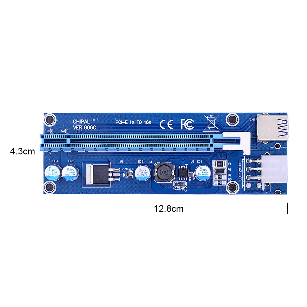 CHIPAL VER006C Pcie Pci e Express Riser Card 1x To 16x GPU Usb 3 0 удлинитель X1 X16 адаптер для карт SATA 6Pin кабель