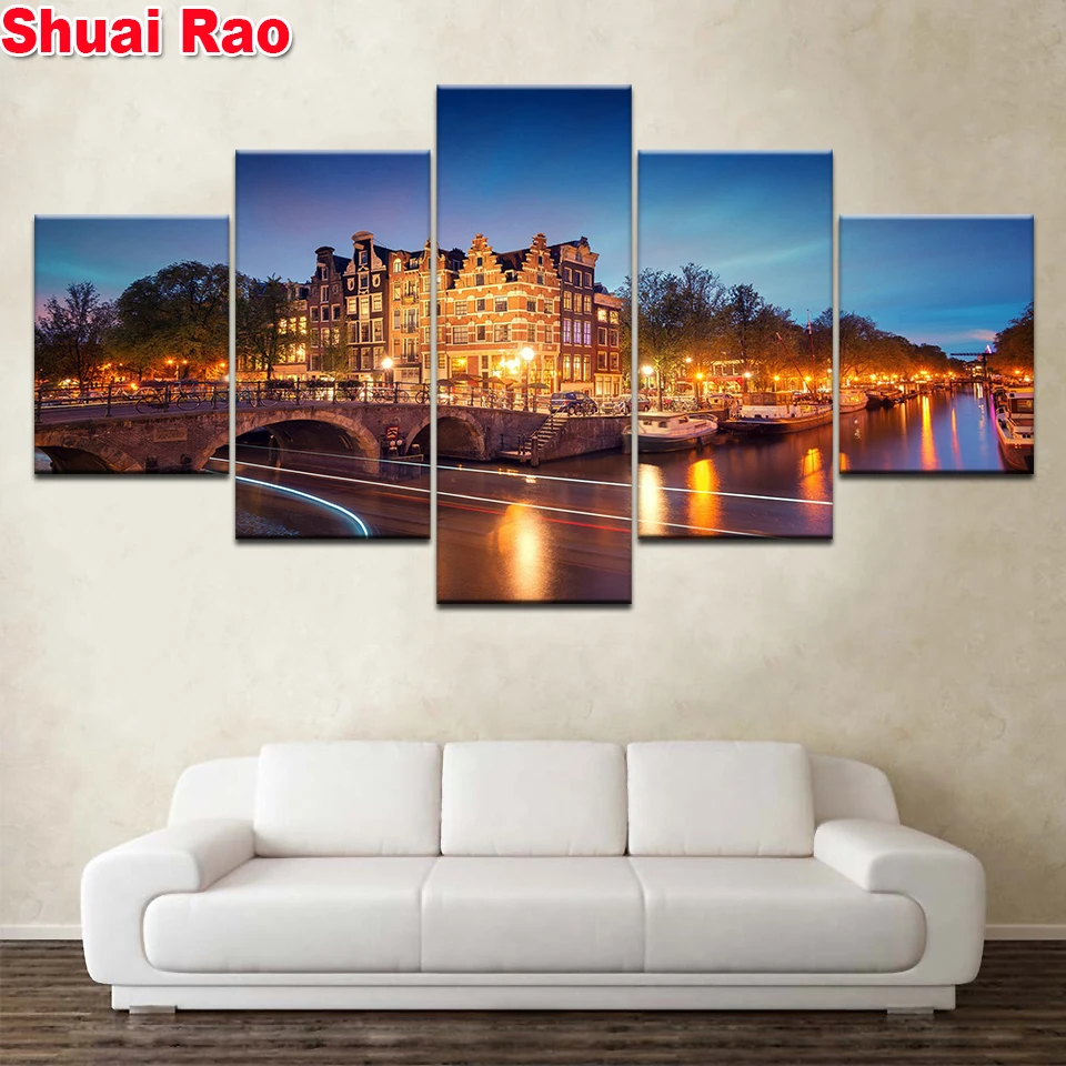 

Набор для алмазной вышивки «Амстердам ночной плащ», комплект из 5 предметов, вышивка стразами, мозаика с кристаллами, пейзаж, Декор для дома