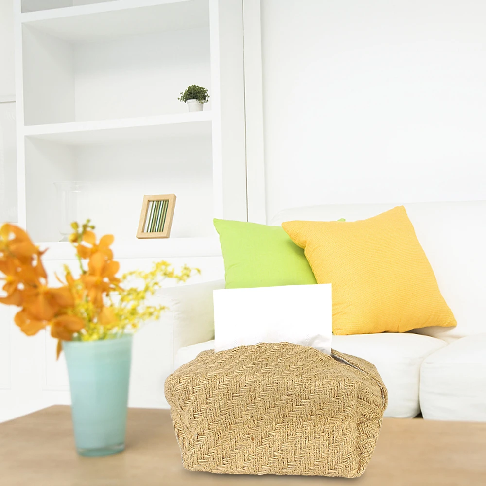 

For Home Living Room Office Car Desktop Paper Holder Tissue Box Cotton Linen Fabric Napkin Case Dining Table Simple Paper Box