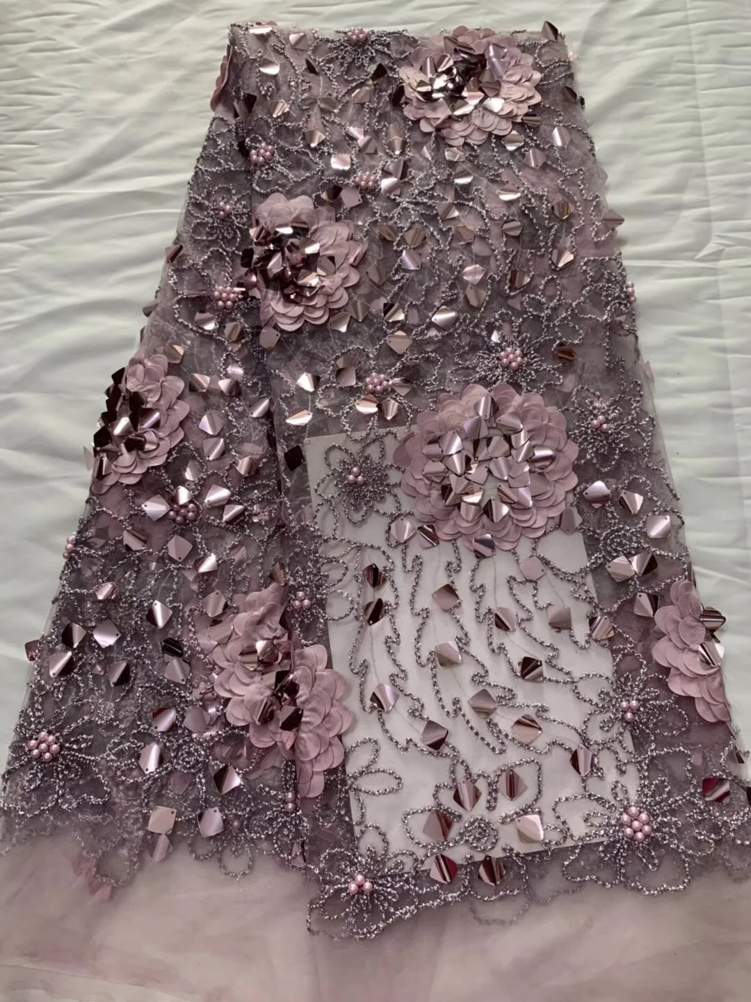 Новое поступление кружевная ткань с бисером и блестками высокое качество