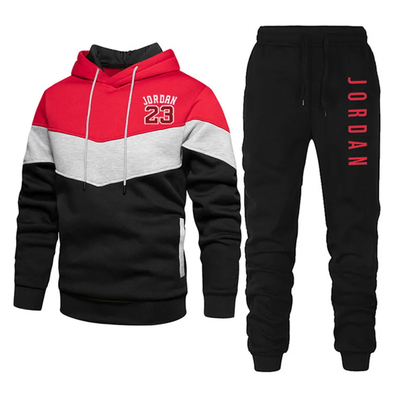 

2020 23 Jordan men's casual suit printed Hoodie + sports pants two piece top class basketball sports suit Street hip hop suit