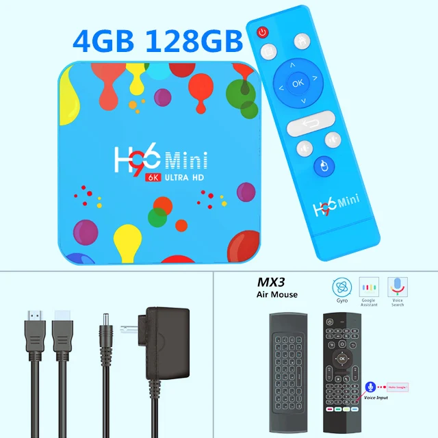 4G128G-MX3 Android 9,0 Smart IP tv Box H96 MiNi 6K ULTRA HD tv BOX 2,4G& 5,8 Ghz Двойная WiFi приставка Google Play для домашнего медиаплеера - Цвет: 4G128G-MX3