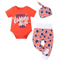 opperiaya summer baby 4th of july outfits short sleeve happy independence day letter print bodysuit star pants hat casual set