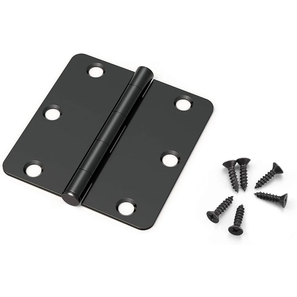 

1 Pack Matte Black Door Hinges, 3.5" X 3.5" Interior Door Hinges with 1/4" Radius in Black