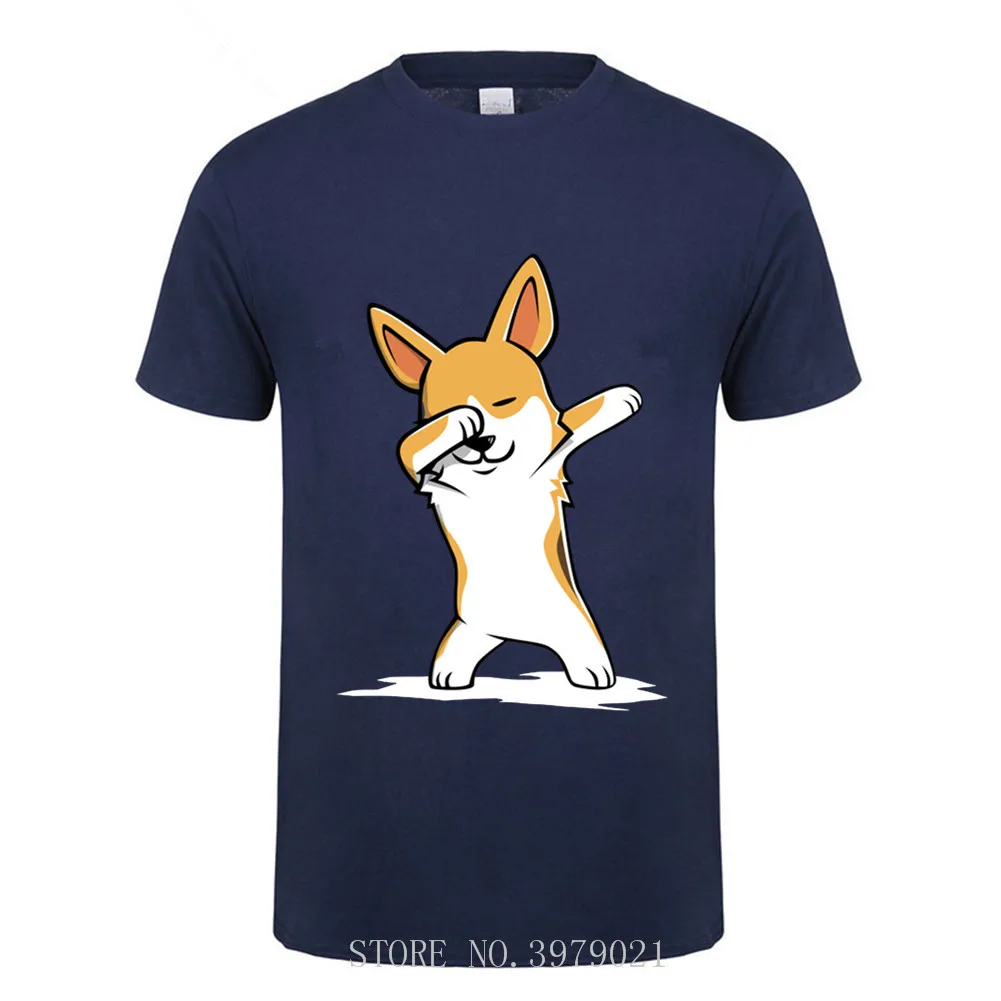 Забавные креативные футболки Dabbing Corgi мужская одежда с коротким рукавом футболка