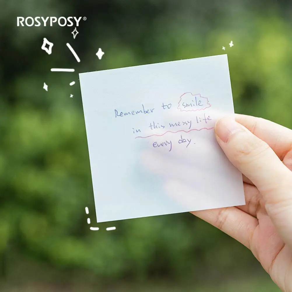 

50 Sheet Transparent Sticky Waterproof Notepad School Supply Paper Pad Clear Memo Daily Note Planner S6j2