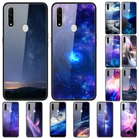 case for oppo a8 back phone cover black tpu silicone bumper with tempered glass star sky series