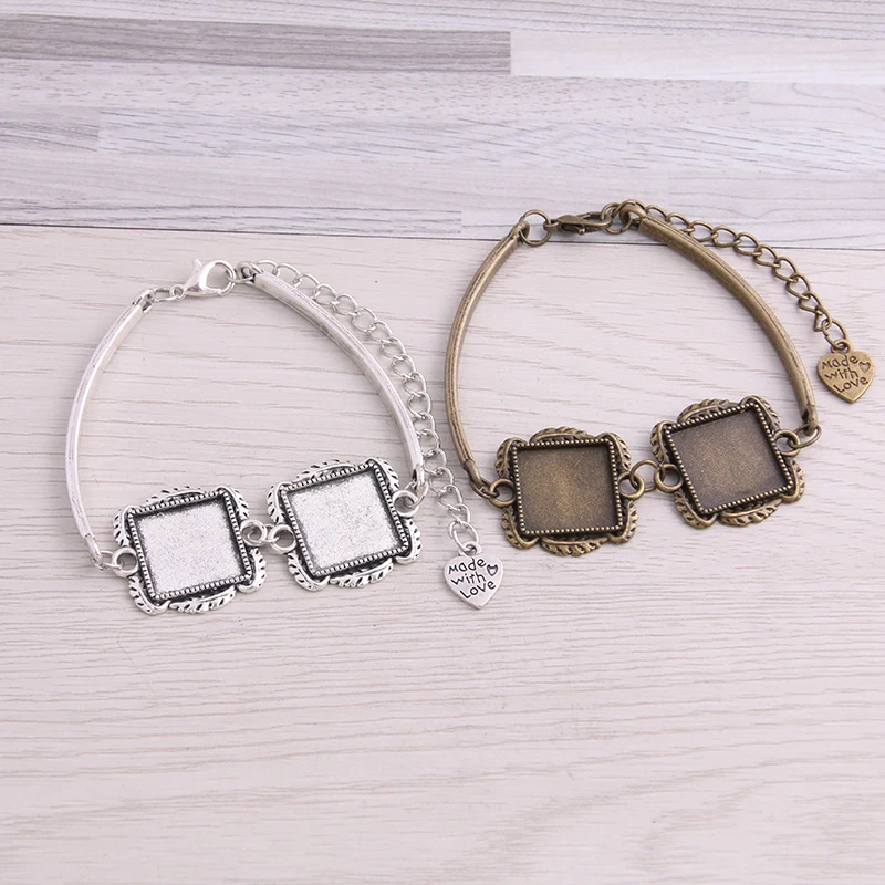 Милый Колокольчик 3 шт. два цвета цинковый сплав Пустые Настройки браслета 15 мм