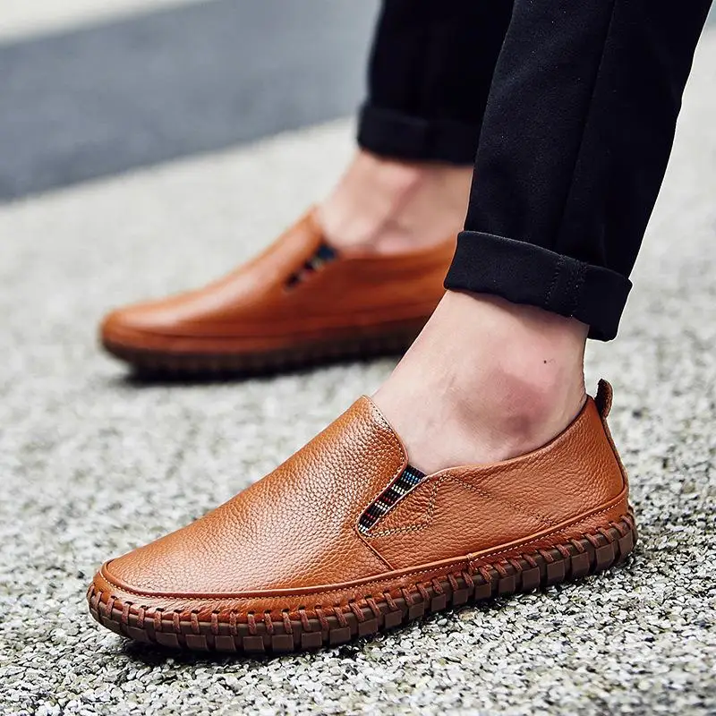 

Male Casual PU Leather Shoes Big Size Black Shoes Leather Loafers Men's Moccasins Shoes Italian Designer Slip-On Footwear