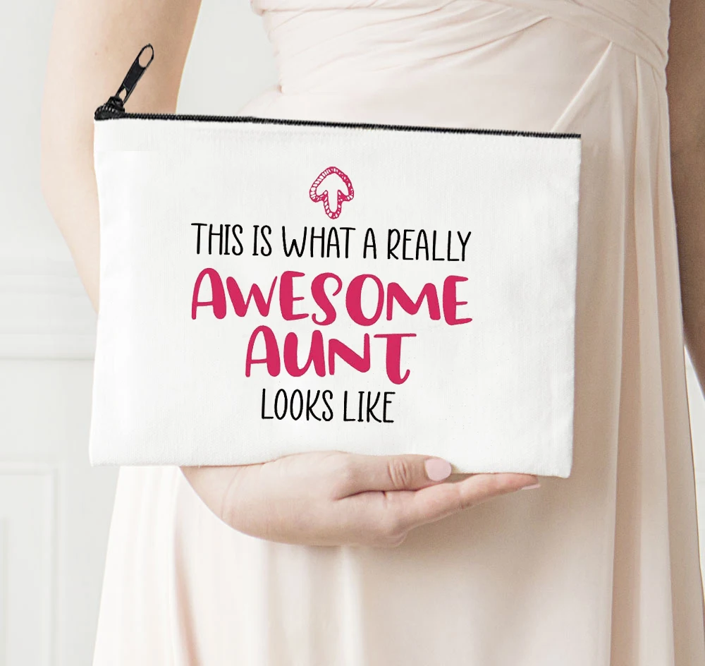 

Awesome Aunt Print Makeup Bag Travel Cosmetic Bag Toiletries Storage Bag Fashion Cosmetics Storage Bags Ladies Cute Purses Print