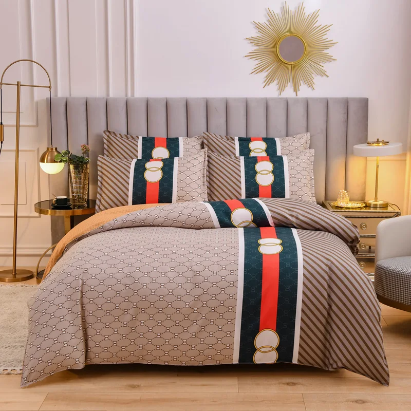 

4pcs Bedding Set Breathable Quilt Cover Sheet Pillowcase Twin Queen King Size Healthy Printing Family Set Luxury Home Textiles