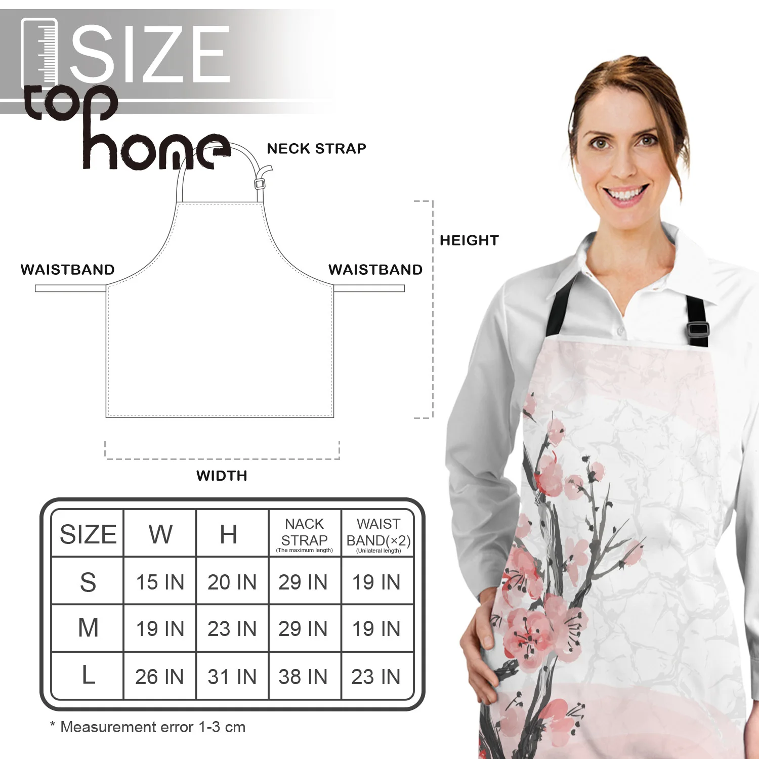 Tophome Кухонный Фартук с розовыми вишнями и цветочным принтом без рукавов Фартуки