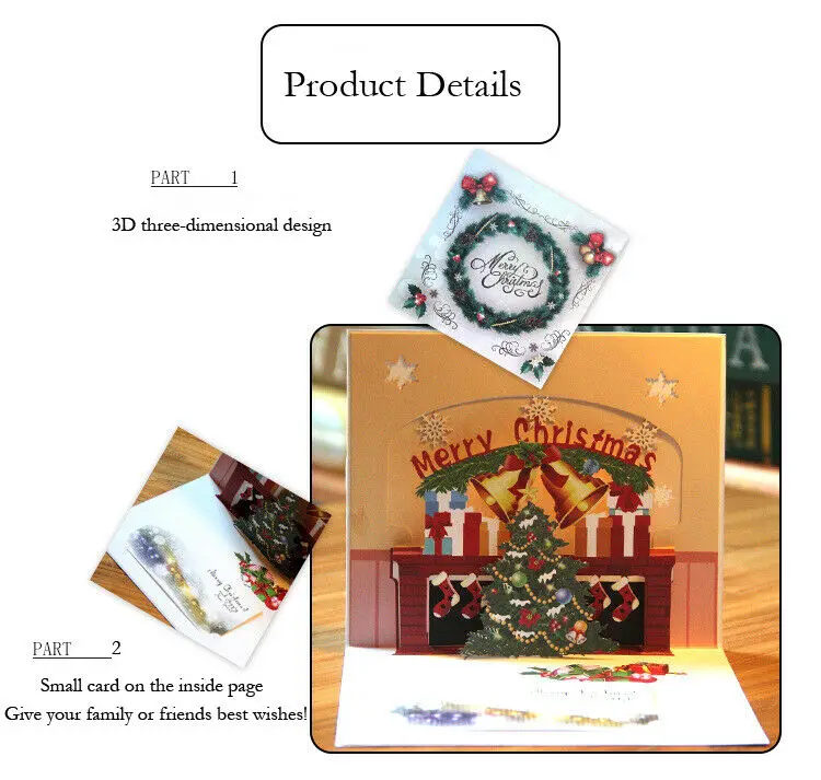 Складная открытка 3D с лазерной вырезкой на Рождество день рождения свадьбу