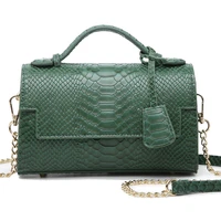 free customized baby green python leather bag leather handbag sexy snakeskin pattern pu leather clutch tote purse for party