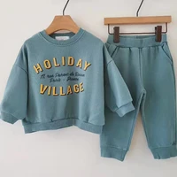 childrens autumn suit simple loose personalized letter terry cotton sweater leisure suit