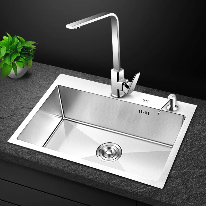 

Multifunctional Hand Made Brushed Finish Kitchen Sink Single Bowl Above Or Under Counter Stainless Steel Kitchen Sink Sd2982