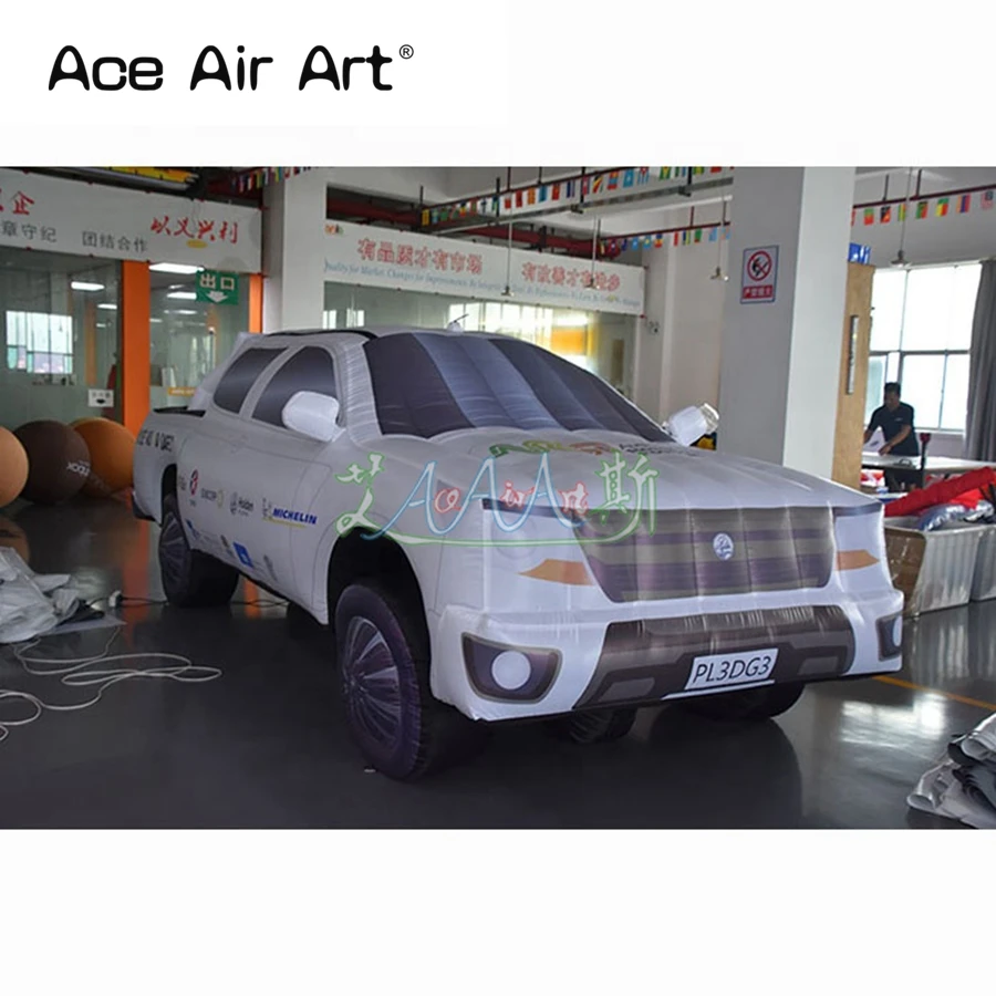 

2022 Free Shipping Inflatable WhiteCar Model With Air Blower For Exhibition/Trade Show/Advertising Made By Ace Air Art