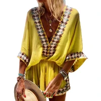 2021 floral print ethnic summer beach female split stylish style women dress sleeveless v neck spaghetti strap beach dress