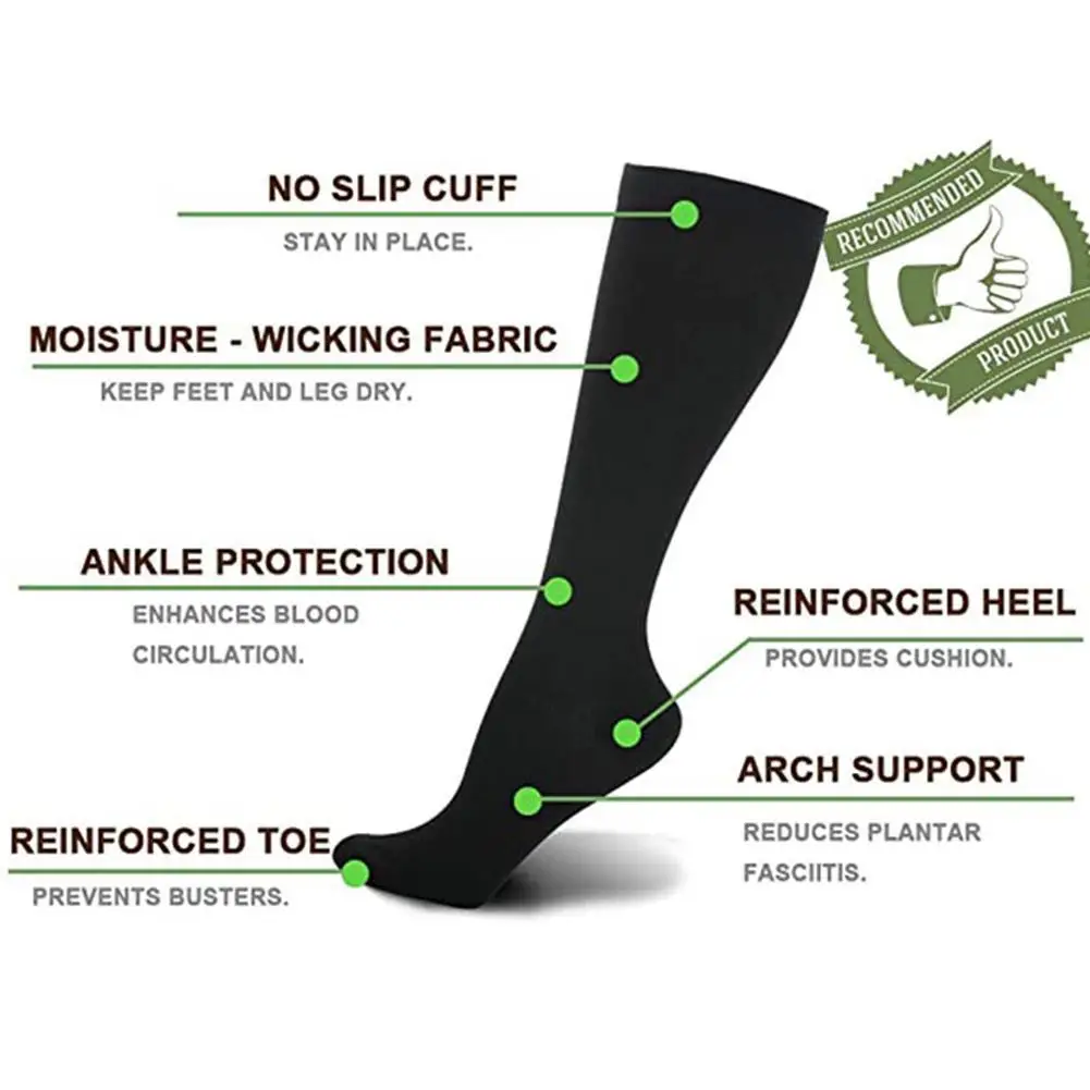 

Varicose Vein Leg Relief Pain Knee Socks Pressure Compression Socks Unisex High Stockings New Thigh Socks Long Color Nylon B6X2