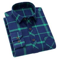 aoliwen brand men 45 casual navy green plaid long sleeve shirt spring autumn trend antibacterial skin friendly slim fit shirts
