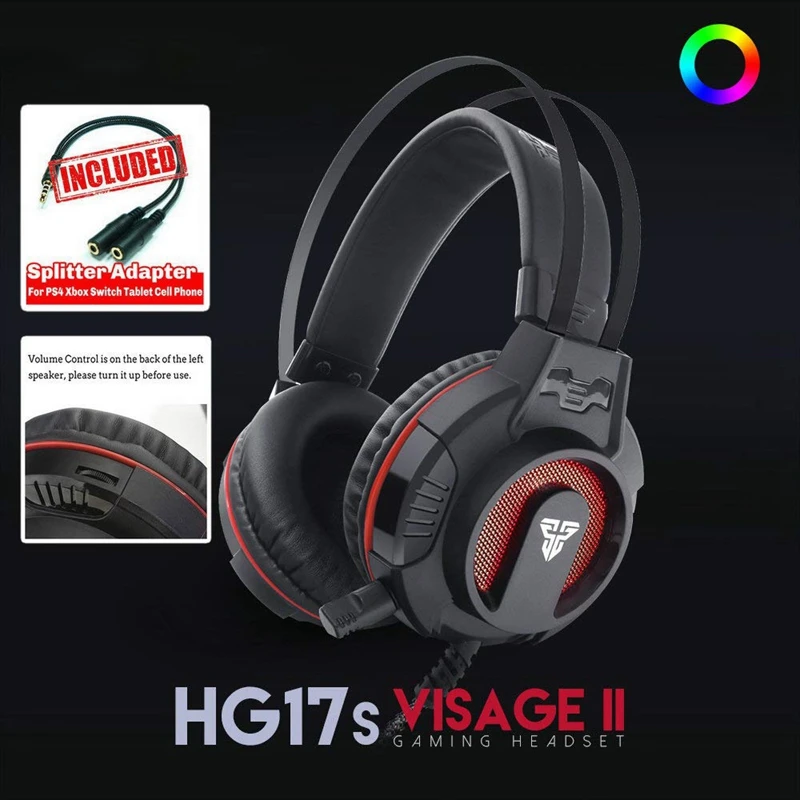 FANTECH All in 1 PC Gaming Set,Rainbow Backlit 104 Keys Keyboard Wired 4800DPI RGB Mouse Headphone with Headset Stand Mouse Pad