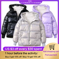 2021 winter new baby thickened cotton padded jacket boys and girls bright face hooded down jacket childrens coat