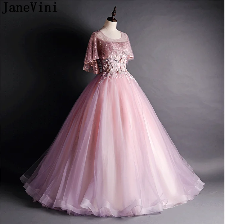 Винтажное розовое платье jaevini для Quinceanera 2021 жемчужины блестки цветы из бисера