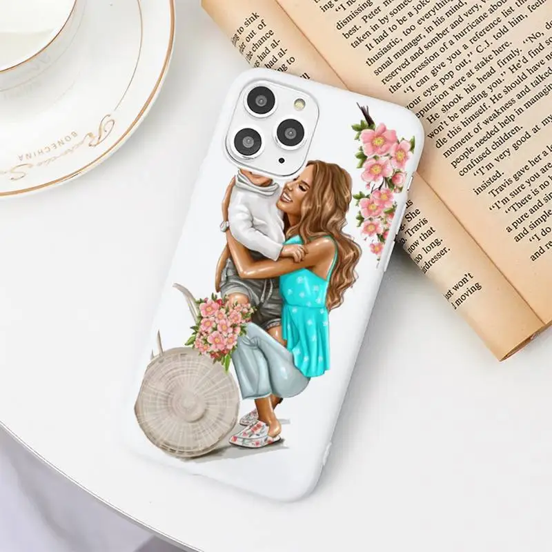 

Fashion Super Dad Mom Baby Girl Phone Case Candy Color White for iPhone 11 pro XS MAX 8 7 6 6S Plus X 5S SE 2020 XR