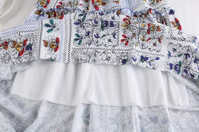 

2020 Autumn winter new high waist thin elastic waist big hem art print stitching mid-length skirt fashion female skirt
