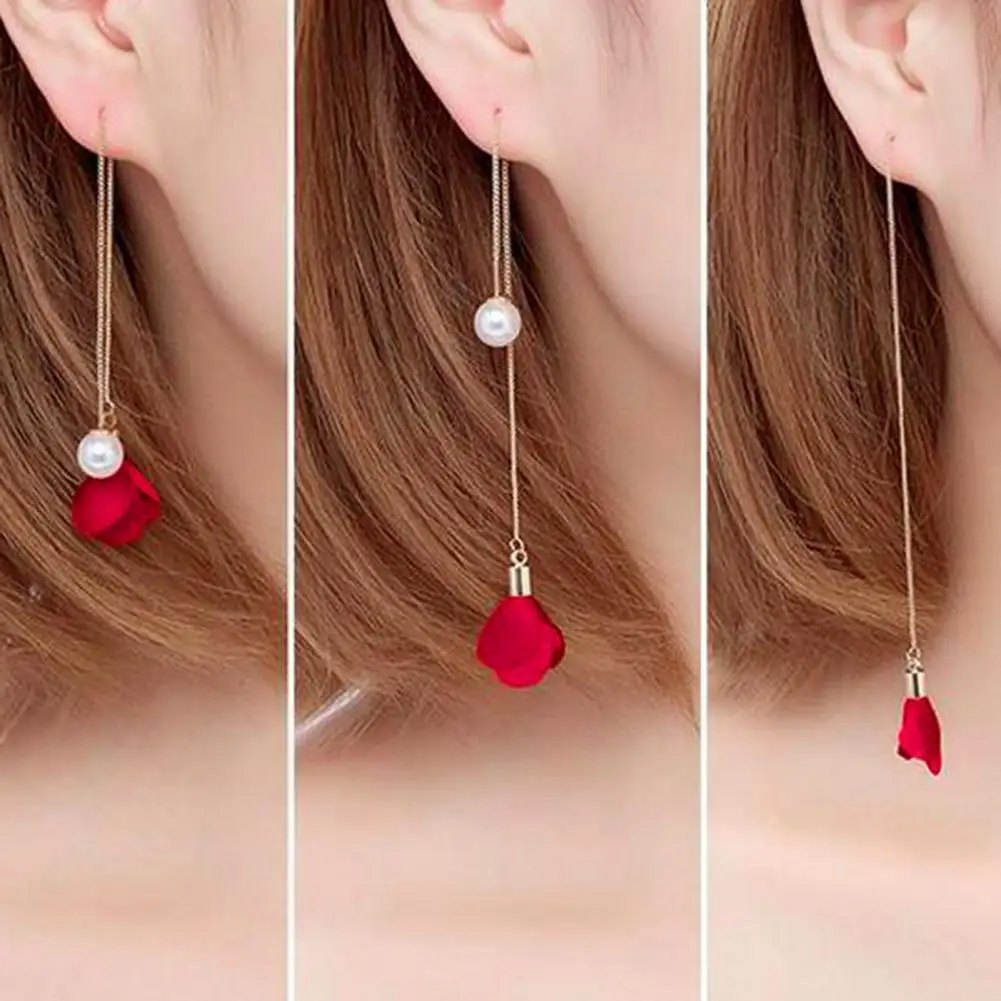 

70% Hot Sale 2021 New Fashion Elegant Earrings Flower Tassel Women Imitation Pearl Long Ear Linear Earrings for Dating Party