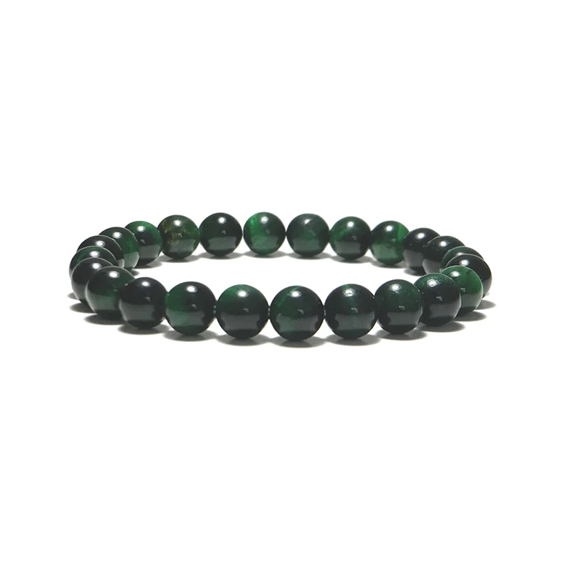 Dark Green Minimalist Handmade Natural Stone Beads Bracelet Luxury Tiger Eye Buddha Braclet For Women Men Yoga Prayer Mala Jewelry Homme - Metal Color: Dark Green