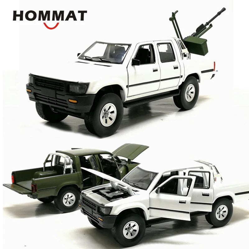 Hommate 1/32 Масштаб Toyota Hilux пикап Грузовик w/анти-ствол танка сплава 1:32 литой под давлением автомобиль игрушечные модели машин игрушечные транспортные средства для детей