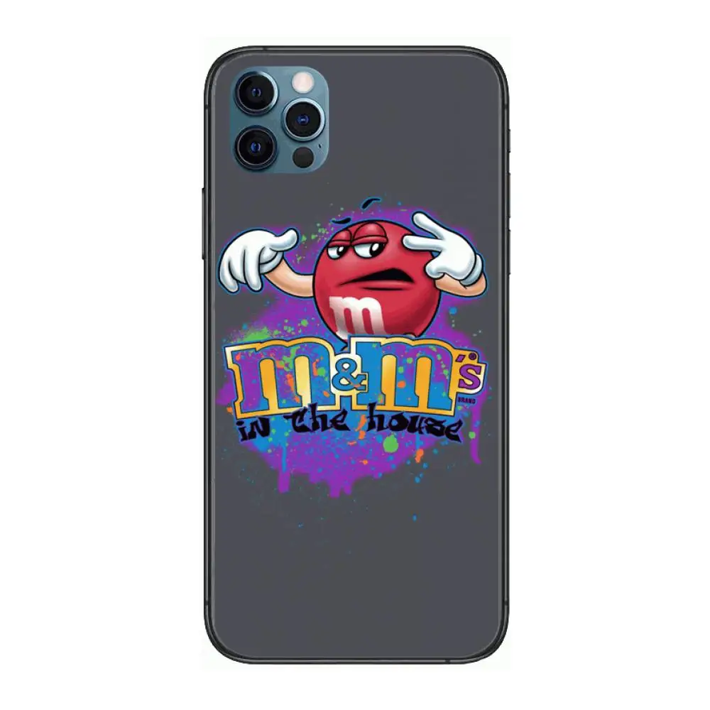 

M&M chocolate beans Style Phone Case cover For iphone 12 pro max 11 8 7 6 s XR PLUS X XS SE 2020 mini black cell shell