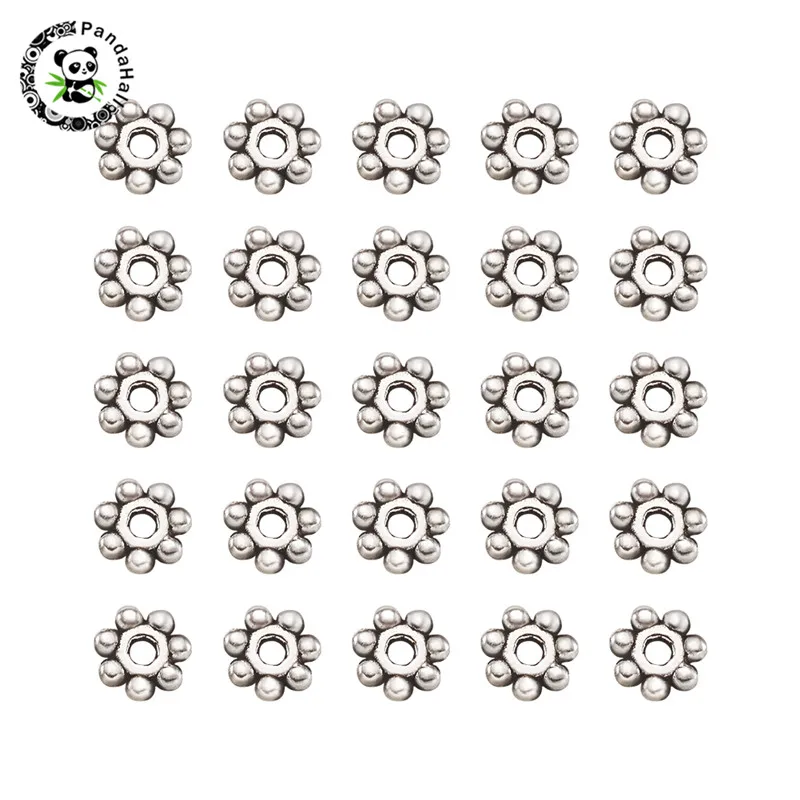 

Pandahall 1000pcs Tibetan Antique Silver Color Spacer Beads Snowflake Beads for Jewelry Making DIY Bracelet 4~4.5x1.5mm Hole:1mm