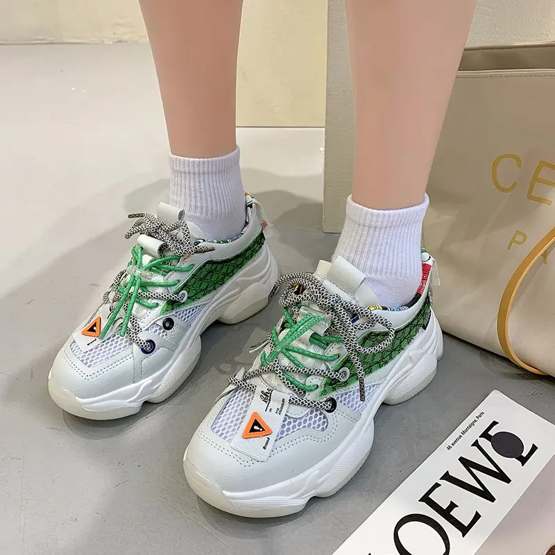 

2021 Sneakers Women Platform Shoes Basket Femme Fashion Breathable Thick Bottom Designer Chunky Sneakers Woman Zapatillas Mujer