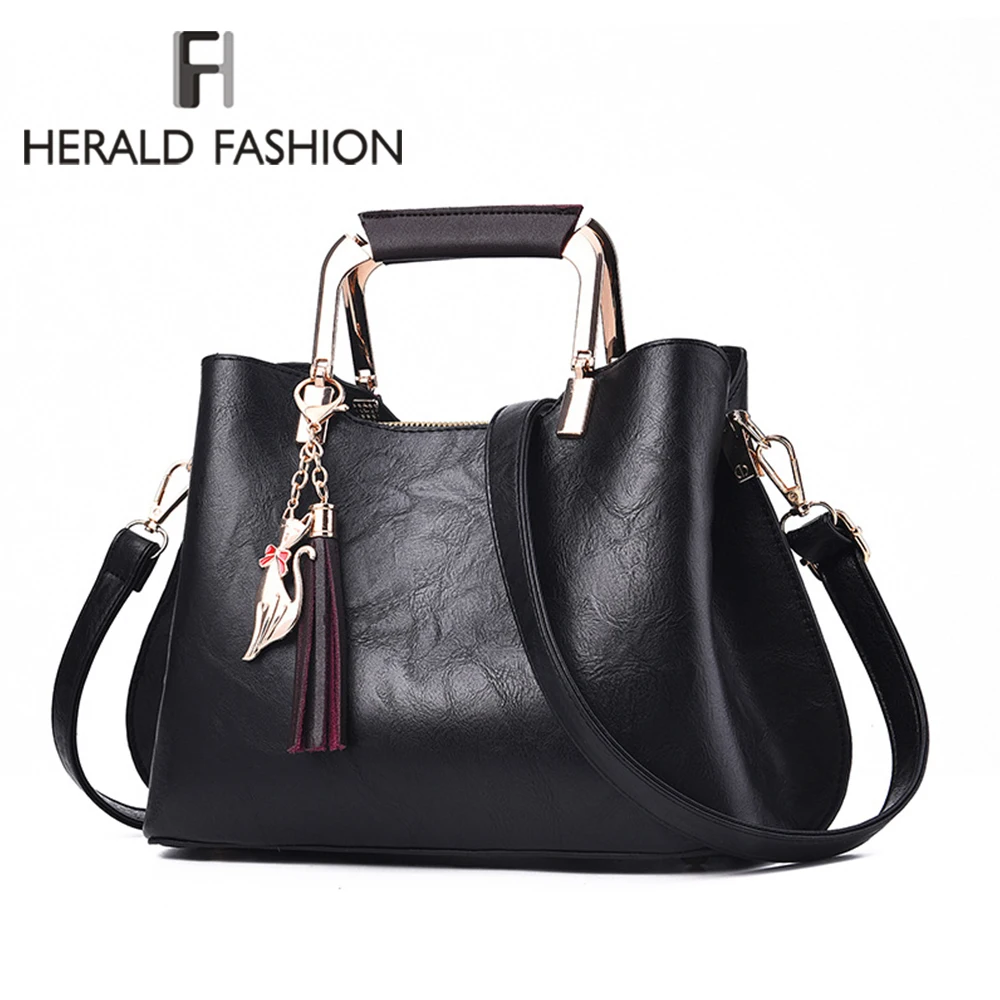 

Women Handbags Luxury Designer 2020 Ladies Pu Leather Top-handle bags New Shoulder Bags Korean Style Tassel Female Totes bags