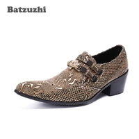 batzhuzhi 6 5cm high heel men leather dress shoes gold pointed toe oxford shoes for men partyrunwaywedding shoes size 38 46