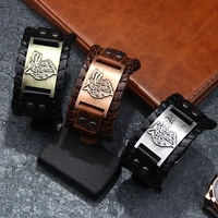toten design nordic viking giant wolf fenrir bracelet for man hand woven wide leather wristband adjustable bangles punk jewelry