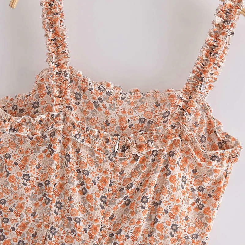 

WXWT Za Women Summer Water Print Beach Jumpsuit Sleeveless Backless Spaghetti Strap Female Casual Jumpsuit DWDD60558