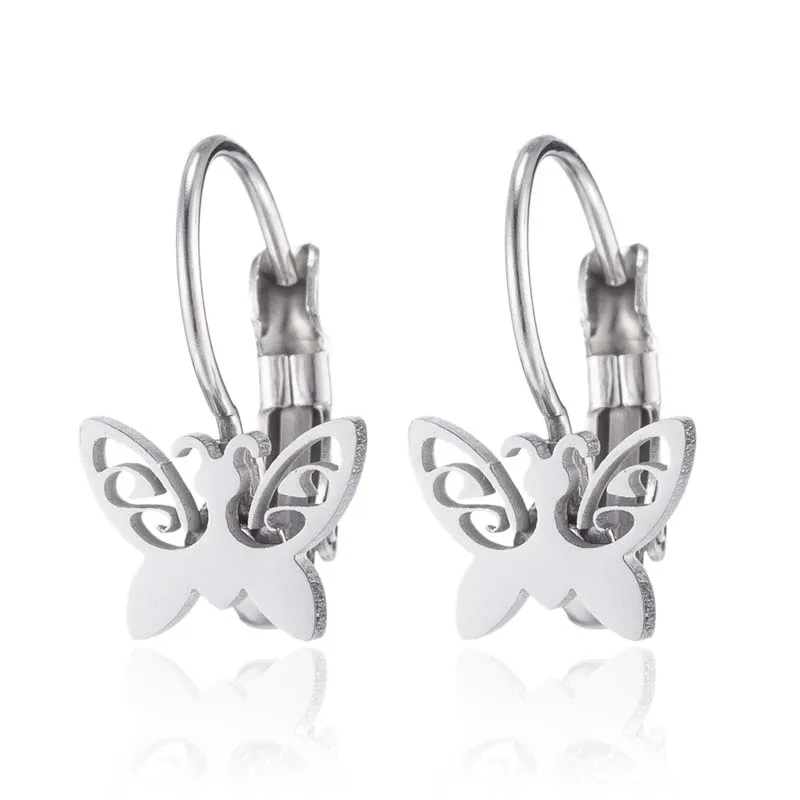 Korean Silver Plated Stainless Steel Origami Butterfly Earrings For Women Lover Small Stud Hook Earings Jewelry BFF Gift |